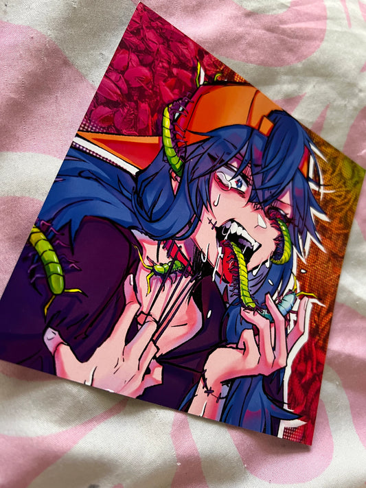 Cobalt Centipede Mini Print