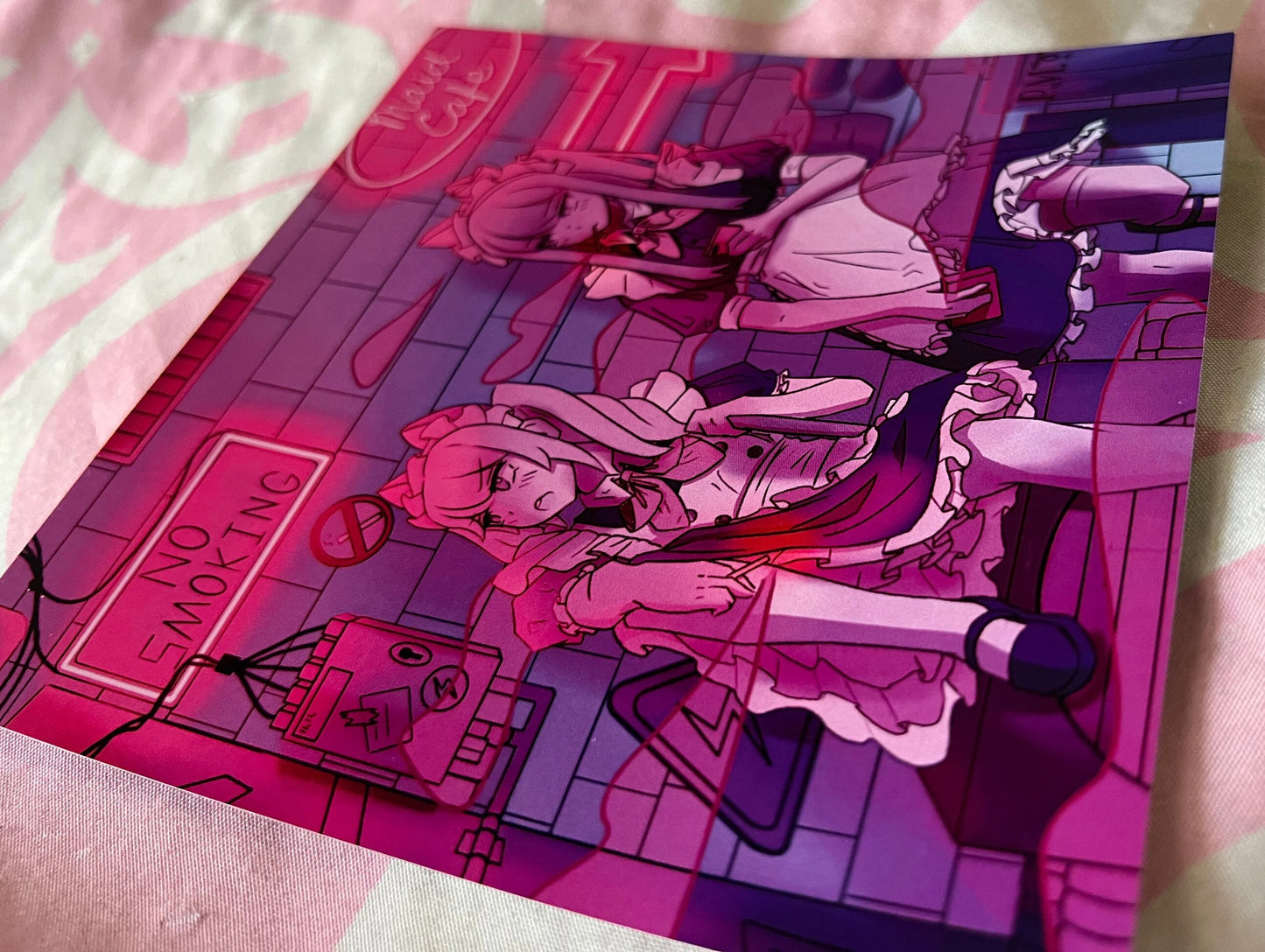 Neon Cat Maids Mini Print